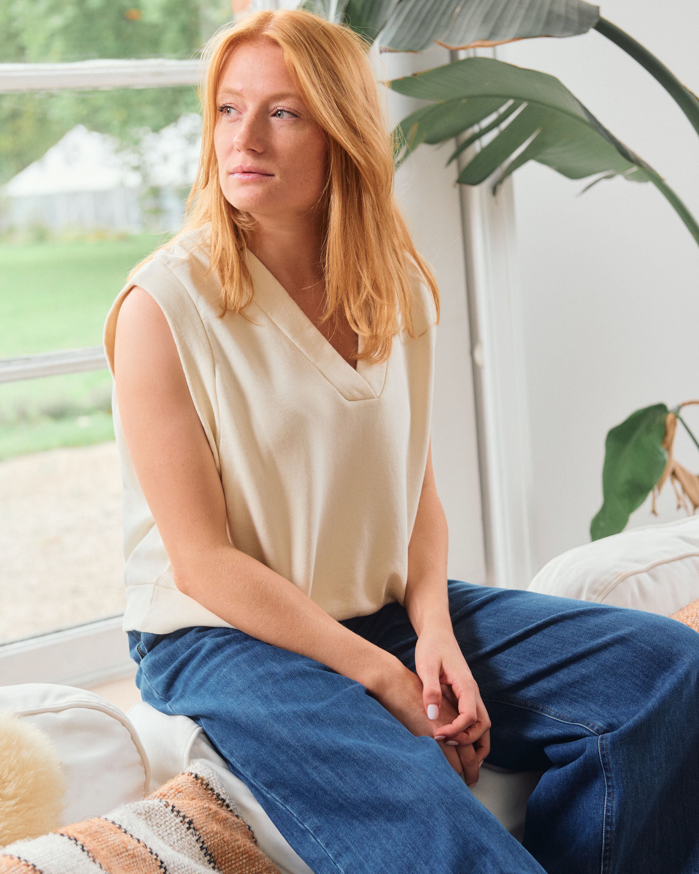 Ada sweater vest| cotton | ecru