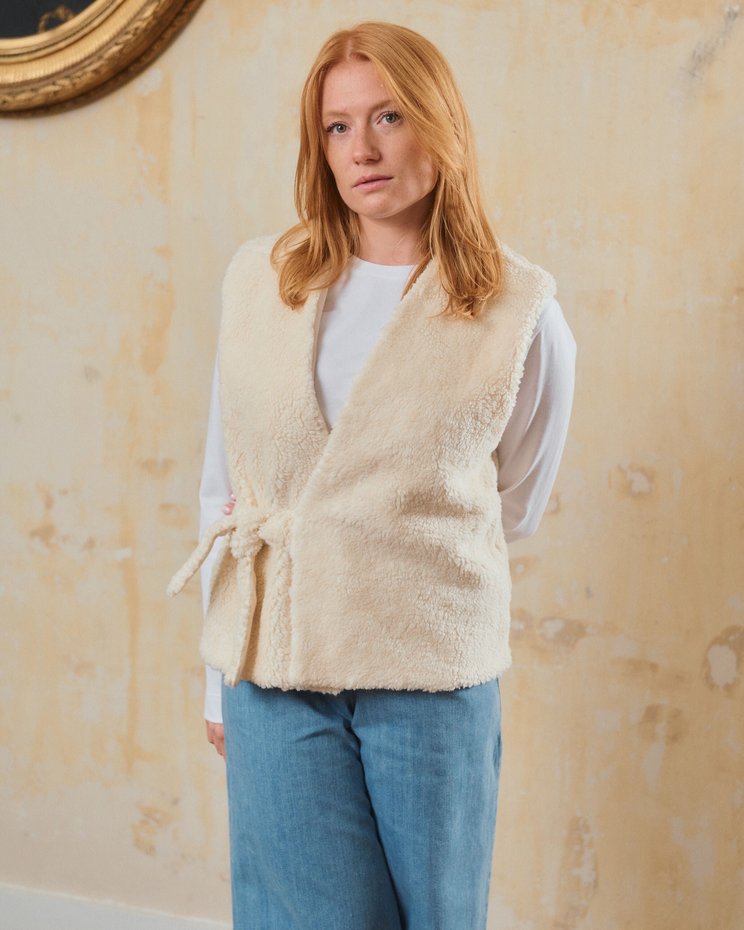 Lola teddy vest| cotton | ecru