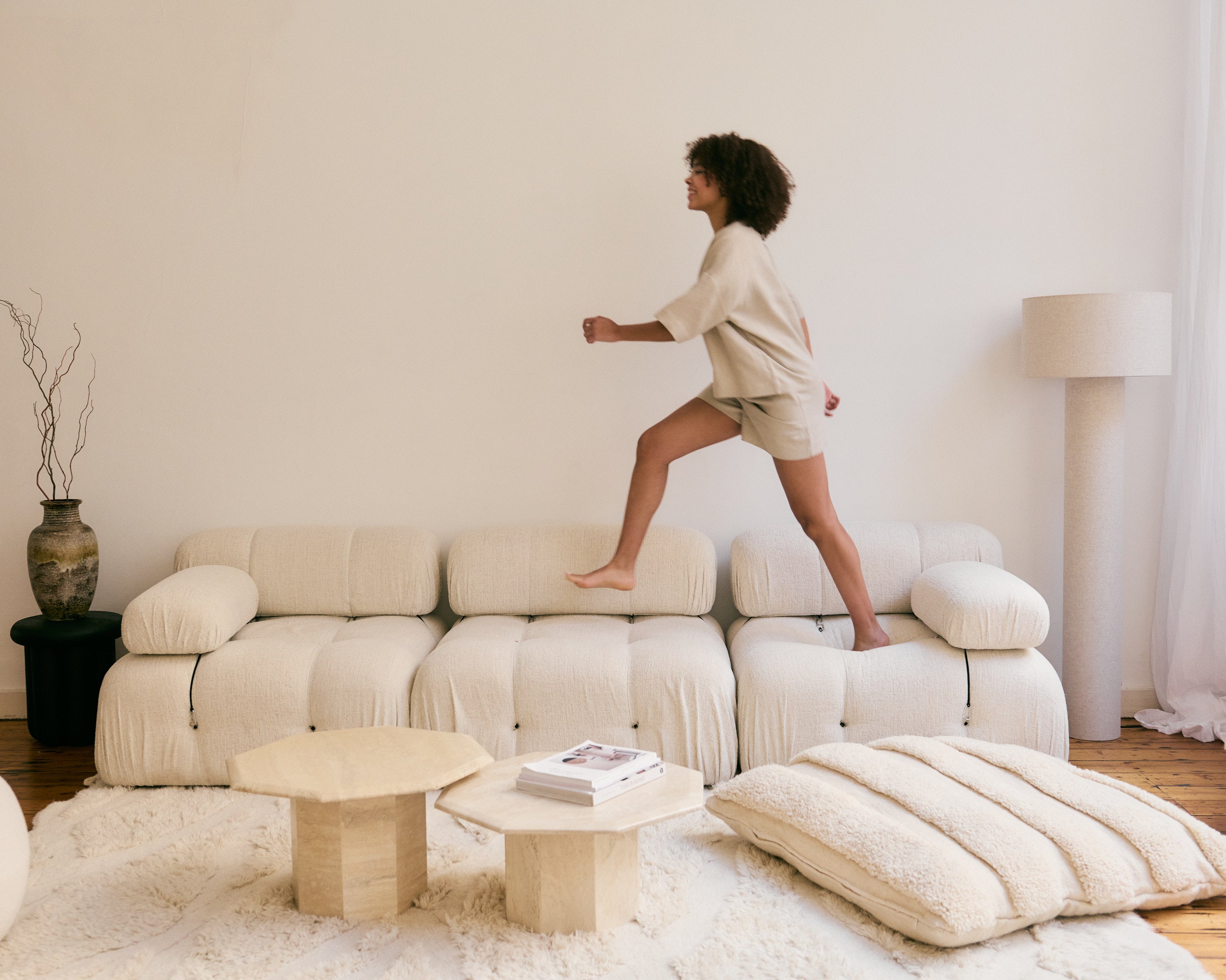 Comfortable and light natural Belgian linen shorts and top.